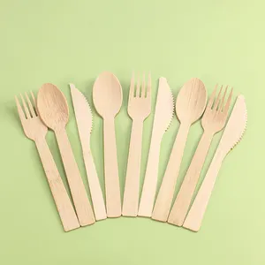 EVEN 100% Eco friendly and durable bamboo disposable cutlery set with knife, fork and spoon