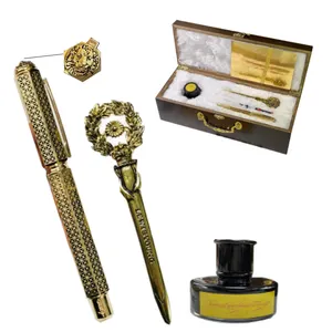 Luxury el yapimi dolma kalem 24K gold fountain pen set with quality wooden box