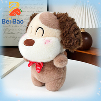 Peluches personnalisées avec logo d'usine, chien mignon aux oreilles bouclées de 8 pouces avec nœud papillon à pois rouges, animaux en peluche, chiots en stock