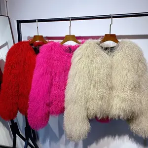 Özel renk palto kış kadınlar gerçek moğol kuzu kürk palto trendy giysi doğal lüks koyun kürk ceketler