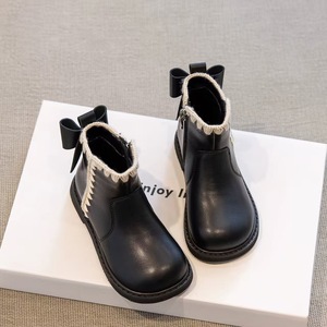 Bottes courtes de princesse pour filles, bottes courtes britanniques pour enfants, douces et chaudes, en fourrure, pour l'automne et l'hiver - Product Image 4