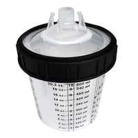 Gobelet en plastique sans nettoyage pour mélange de peinture 600 ml avec graduation, connecteur de conversion pour pistolet de pulvérisation, pour revêtement de quincaillerie de meubles en Chine