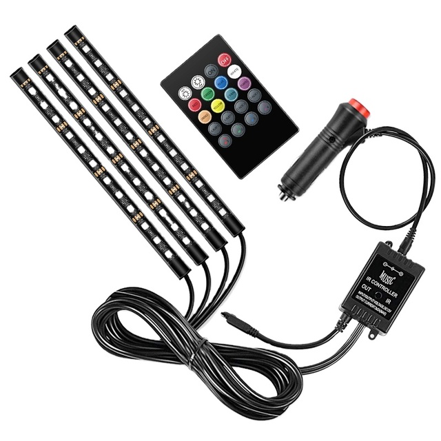 New Arrival 12V Remote Ambient LED Light Multicolor Car Decorative Mood Lighting APP Music Voice Control Car Light Accessories