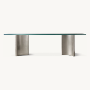 Sassanid OEM, diseño posmoderno, juegos <span class=keywords><strong>de</strong></span> <span class=keywords><strong>comedor</strong></span> <span class=keywords><strong>de</strong></span> lujo, mesa <span class=keywords><strong>de</strong></span> <span class=keywords><strong>comedor</strong></span> <span class=keywords><strong>Rectangular</strong></span> <span class=keywords><strong>de</strong></span> peltre mate Dalton Natural, mesa <span class=keywords><strong>de</strong></span> <span class=keywords><strong>vidrio</strong></span> transparente - Product Image 1