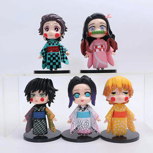 Set de 5 Figuras de Anime Estilo Kimono, Tanjiro, Nezuko, Giyu, <span class=keywords><strong>Shinobu</strong></span>, Zenitsu, Diseño Lindo con Color Rosa, 10 cm de Altura, con Base <span class=keywords><strong>Negra</strong></span> - Product Image 2