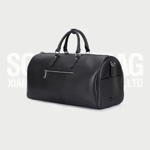 Customized Leather Large Duffel Bag With Embossing Logo For Unisex Men And Women