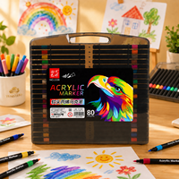80 couleurs, nouveau style, pointe de pinceau souple, séchage rapide, imperméable, anti-décoloration, marqueur acrylique, graffiti DIY pour pierre, verre, toile, bois