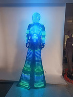 Светодиодный костюм робота на ходулях с крыльями, RGB программируемый светящийся сценический костюм для ночных клубов, диджеев, карнавалов, выступлений в стиле фламенко