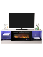 Meuble TV Luxstar 72" avec Foyer Électrique 36" Lumière LED, Meuble de Rangement en Bois, Console Multimédia pour Téléviseur avec Cheminée