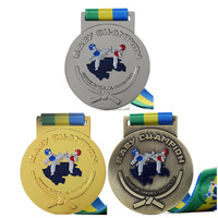 Médailles de récompense pour arts martiaux pour enfants, en alliage de zinc, or, argent, bronze, avec pulvérisation de couleur 3D, médaille de Taekwondo pour compétition