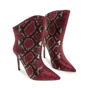 <span class=keywords><strong>Bottines</strong></span> sexy à talons hauts et fins à motif <span class=keywords><strong>python</strong></span> à bout pointu et à bouche inclinée de style européen et américain - Product Image 6