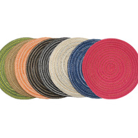 Sets de table classiques ronds tressés en polyester écologique pour tables à manger, résistants à la chaleur