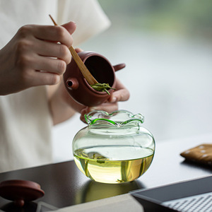 Glass Flower Shaped <b>Tea</b> Dregs Bucket With <b>Infuser</b> For Kung Fu <b>Tea</b> Set Small Household Use - Product Image 3