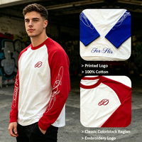 T-shirt à manches longues raglan pour homme, personnalisable, imprimé, coupe ample, en coton