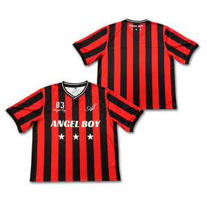Camiseta de fútbol personalizada sublimación patrón de rayas camisetas de fútbol retro cuadradas de gran tamaño - Product Image 1