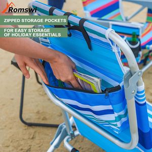 Lot <span class=keywords><strong>de</strong></span> 2 chaises <span class=keywords><strong>de</strong></span> plage pliantes extra larges en aluminium, inclinables à 5 positions, avec sac isotherme, porte-gobelet et téléphone, et <span class=keywords><strong>barre</strong></span> porte-serviettes - Product Image 4