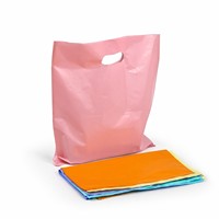 Sacs de shopping en plastique PE réutilisables avec poignée découpée, personnalisables avec logo imprimé, prix usine