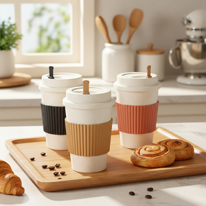 Tasses en paille de blé créatives, réutilisables et durables, pour café à emporter, thé <span class=keywords><strong>froid</strong></span> et boissons glacées en été - Product Image 1