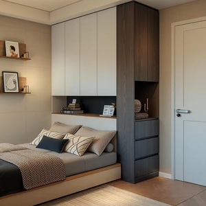 <b>Bedroom</b> Storage Solutions Modern Wood Tatami <b>Desk</b> Bookshelf with Minimalist Design <b>for</b> Apartment Villa & Hotel Use - Product Image 1