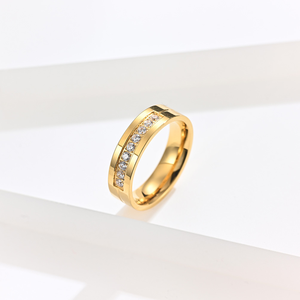 Bộ nhẫn đôi thép không gỉ đơn giản, đính đá zircon CZ, nhẫn cưới titan không bị xỉn màu, nhẫn đính hôn hứa hẹn - Product Image 3