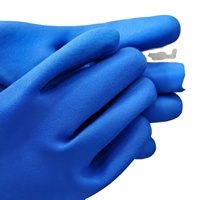 Gants de sableuse anti-poussière antidérapants en PVC sans couture en coton givré bleu résistant à la déchirure anti-chimiques 60cm (CE)