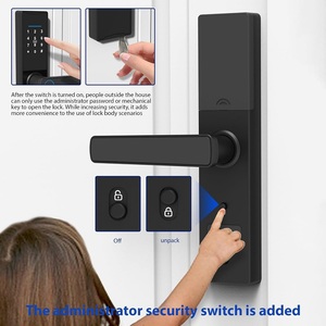 Cerradura inteligente de puerta de entrada sin llave con control de aplicación Tuya con cerrojo de huellas dactilares de manija con teclado y contraseña antiespionaje - Product Image 4