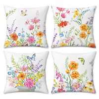 Housse de coussin à fleurs vintage à ressort, 4 pièces, motif de papillon et de fleurs colorées, adaptée à la décoration de la terrasse à domicile