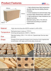 फैक्टरी मूल्य SK34 SK36 SK38 भट्ठी के लिए उच्च एल्यूमिना आग रोक ईंट भट्ठा - Product Image 3