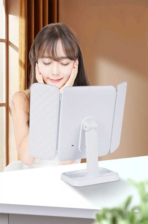 Mesa Plegable Popular con Iluminación LED, Escritorio Plegable para el Hogar, Equipo de Belleza, Dispositivo de Maquillaje Recargable, Espejo LED Cosmético