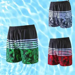stripe swim trunk 70-110kg men's adult loose large flat angle beach hot spring pants swimwear