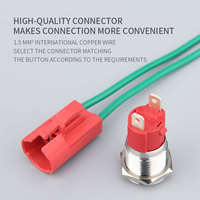 Interrupteur à bouton poussoir métallique WD19mm à courant élevé 15A, étanche IP67, à verrouillage ou momentané en option, 12V 24V 220V
