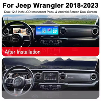 Radio Multimedia Android Layar Ganda 12.3 Inci Terbaru, LCD Dashboard Digital Cluster Carplay untuk Jeep Wrangler JL 2019-2023