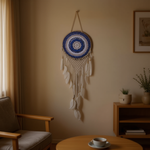 Noitu Dreamcatcher - Decoración de Pared con Mandala Azul de 40x100 cm, Estilo Bohemio - Product Image 2