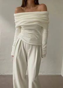 Vêtements pour femmes personnalisés, automne 2025, nouvelle mode, épaulettes, haut en tricot, col rond rétro, manches courtes, pull décontracté pour femmes - Product Image 2