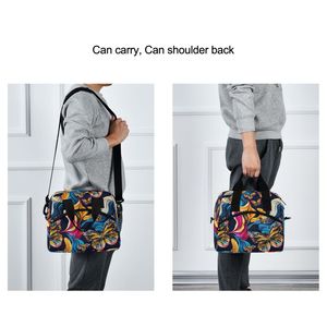 Sac à lunch isotherme à motif papillon avec fermeture à glissière et sangle réglable pour femmes et adolescentes - Product Image 5