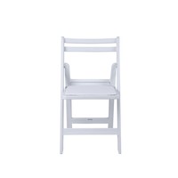 Chaise pliante en résine à dossier à lattes blanche, empilable, pour extérieur, hôtel, jardin, balcon, fête, avec coussin d'assise confortable et moelleux, vente en gros