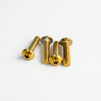 Vis à tête bouton en acier inoxydable 304, titane doré, M4x16mm, pour remplacement des broches de pédale, 15 pièces par ensemble