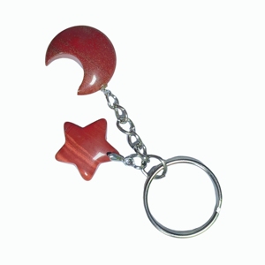Porte-clés en pierre de jaspe rouge polie avec chaîne métallique intégrée pour décoration intérieure de voiture et fournitures d'artisanat en gros - Product Image 5