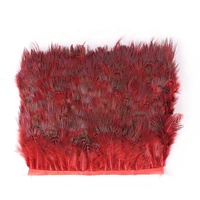 Garnitures de plumes de faisan vert nature 5-8cm frange avec ruban de satin pour la couture artisanat et costumes décoration motif lavé