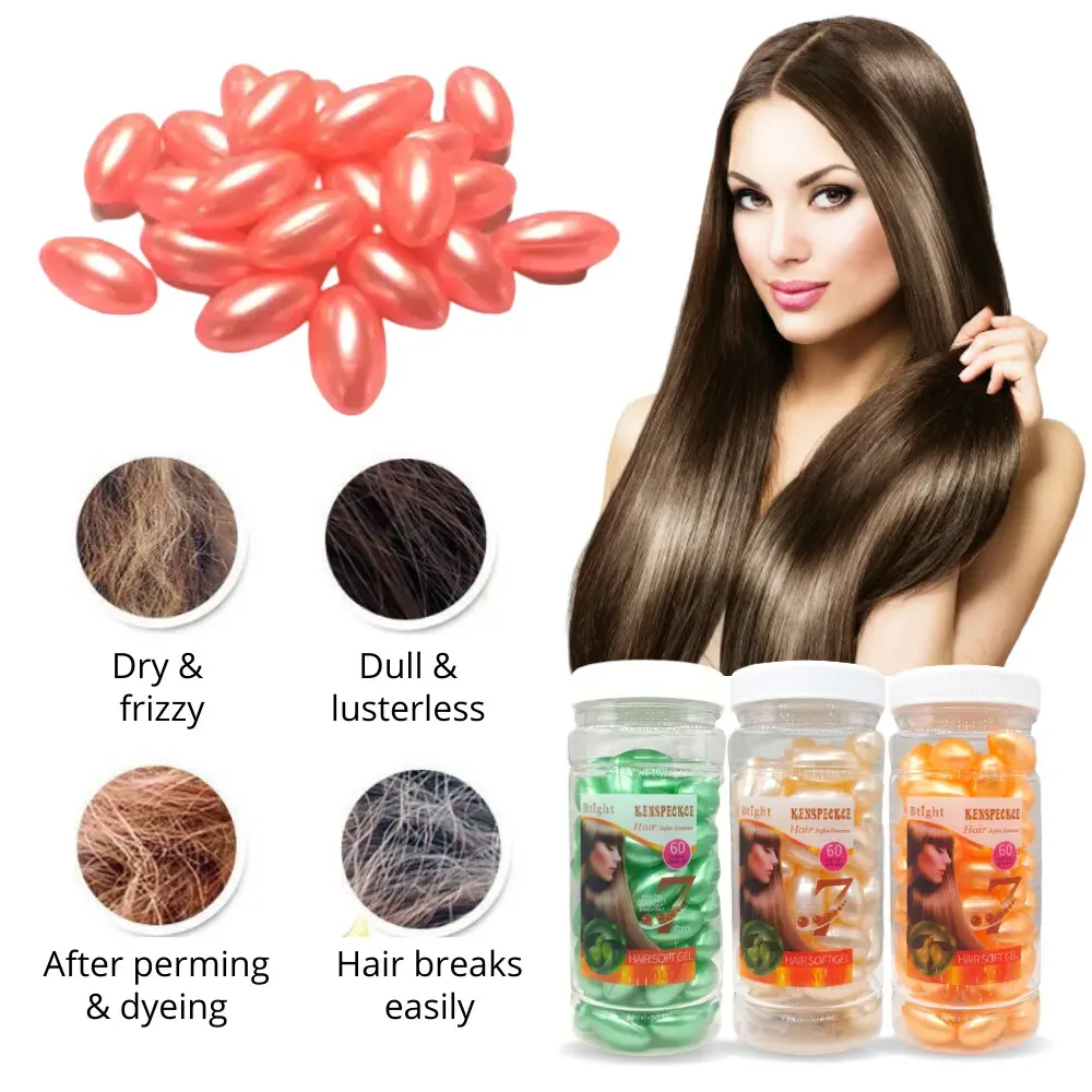 60pcs Natural Argan Oil Capsule Soft Gel Hair Care Growth Oil Serum Vitamin Supplement Hair Treatment Vitamins Hair Capsules