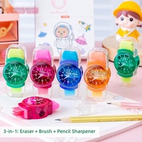 Taille-crayon 3-en-1 avec gomme, design montre pour étudiants, taille-crayons pour enfants, fournitures scolaires 326