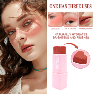 New arrivals tùy chỉnh khuôn mặt trang điểm Kem <span class=keywords><strong>Blush</strong></span> Stick lâu dài Vegan sắc tố Blusher bán buôn nhãn hiệu riêng màu hồng trái tim đỏ mặt - Product Image 3