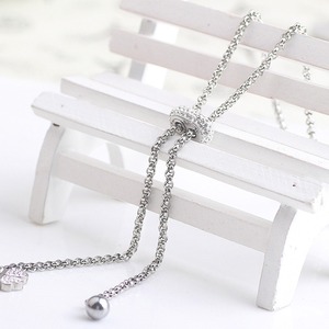 Collar con Colgante de Trébol de Moda Europea y Americana con Diamantes de Imitación, Cadena de Acero Inoxidable Ajustable para Uso Diario, Regalo - Product Image 3