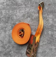 Sangle à cliquet rétractable Tianma certifiée CE en polyester avec double crochet en J pour plateau de camion, facteur de sécurité 2:1, 25 mm, 1 m, capacité 800 kg