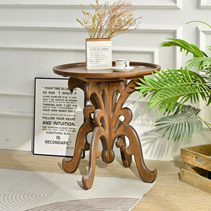 Home Living Room Accent Walnut Color <b>Round</b> Wood <b>Coffee</b> <b>Table</b> with Butterfly Leg - Product Image 2