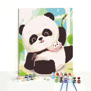 Kit de <span class=keywords><strong>Peinture</strong></span> <span class=keywords><strong>par</strong></span> Numéros DIY - Mignon <span class=keywords><strong>Panda</strong></span> Dessin Animé sur Toile, <span class=keywords><strong>Peinture</strong></span> à l'Huile Acrylique Faite à la Main - Product Image 2