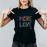 Meilleures ventes : Motif personnalisé en strass thermocollant « More Love » pour le Mois de l'Orgueil, pour T-shirt