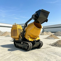 Mini bétonnière sur chenilles autopropulsée, moteur diesel, chenilles en caoutchouc, petite bétonnière, engin de construction