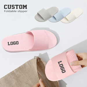 Hotel Travel Beach Vacation Desechable Silencioso Ligero Eva Slides Flip Flop Antideslizante Baño Logotipo personalizado Zapatillas plegables - Product Image 1
