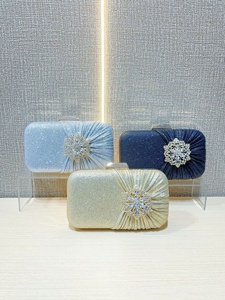 Borsa Clutch con Strass 2026, Pochette da Sera Scintillante da Donna, Borse a Spalla con Catena, Borse a Mano Plissettate con Fiori di Diamanti - Product Image 2